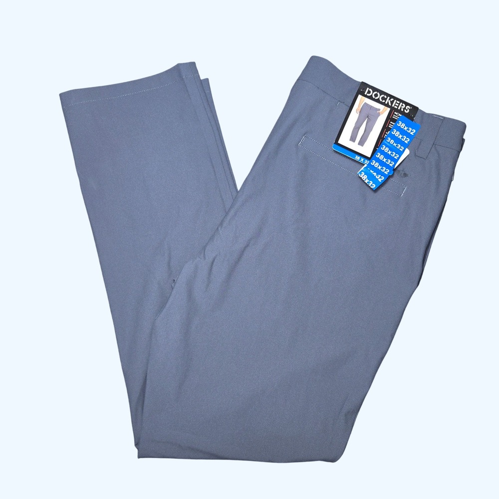 NEW Dockers Tech Chino Mens 38x32 Navy Blue Slim Fit Performance Pants Business